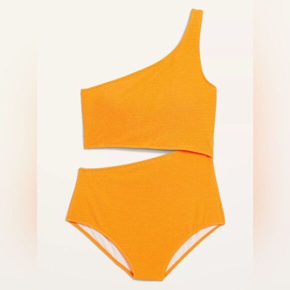 Old Navy Textured Cutout One Piece Swimsuit Citrus Orange Size XL NEW - Picture 1 of 13